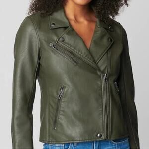 NWOT Blank NYC Women’s Army Green Faux Leather Moto Jacket